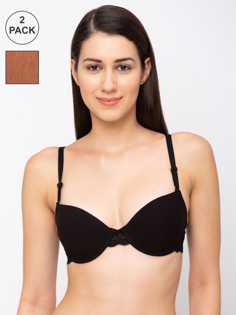 Juliet Pack Of 2 Solid Underwired Lightly Padded Everyday Bra NORA BLACKCOFFEE, Black