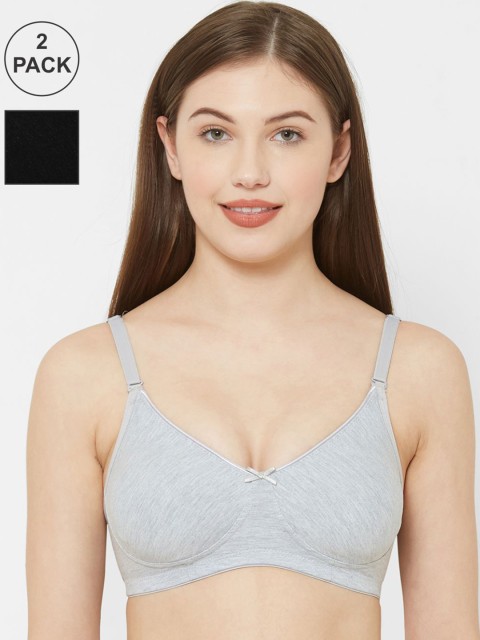 

Juliet Pack of 2 Black & Grey Solid Non-Wired Non Padded Everyday Bra