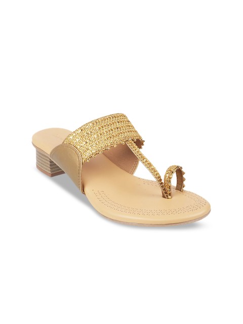 

Mochi Women Gold-Toned Textured Sandals