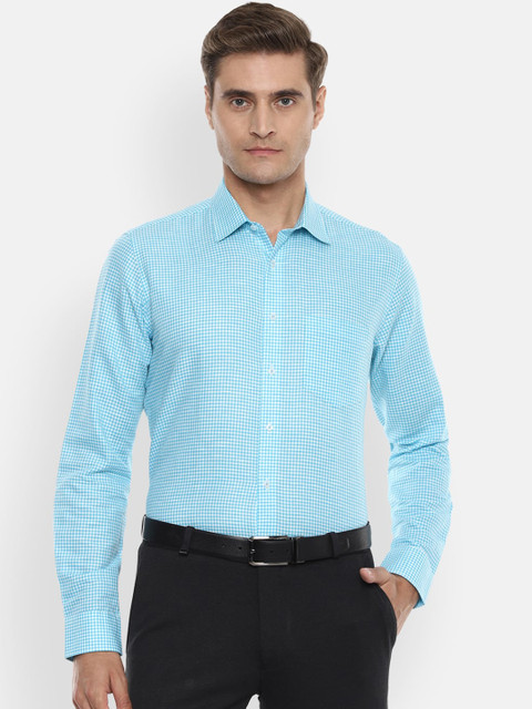 

Van Heusen Men Blue & White Slim Fit Checked Formal Shirt