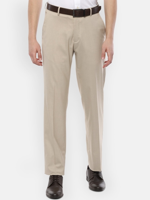 

Louis Philippe Men Beige Regular Fit Solid Formal Trousers