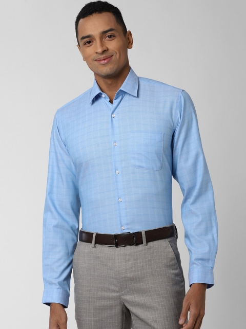 

Peter England Men Blue Regular Fit Checked Formal Shirt