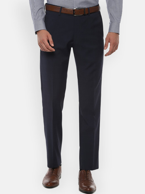 

Louis Philippe Men Navy Blue Regular Fit Solid Formal Trousers