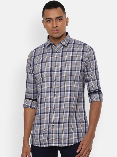 

Van Heusen Sport Men Grey & Navy Blue Slim Fit Checked Casual Shirt