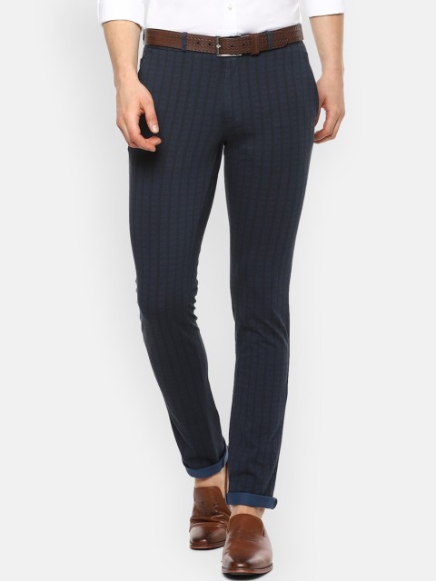 

Louis Philippe Sport Men Navy Blue Slim Fit Checked Regular Trousers
