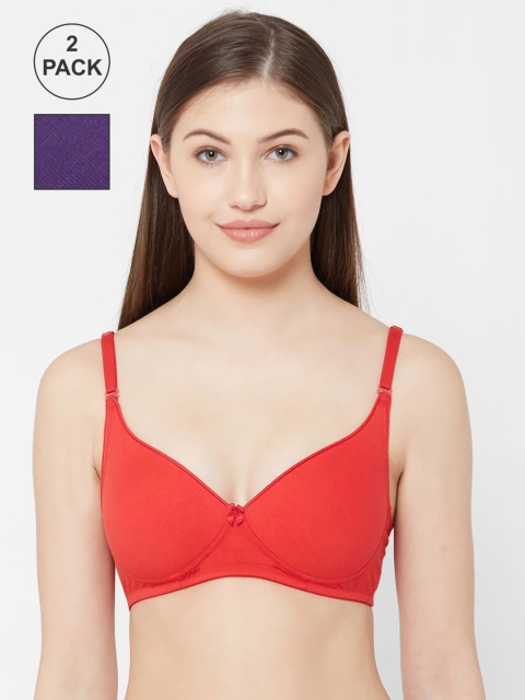 

Juliet Pack Of 2 Solid Non-Wired Lightly Padded Everyday Bra, Purple