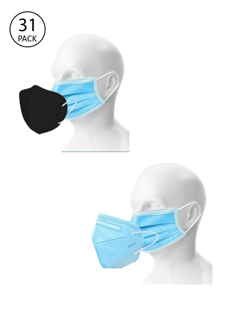 

OOMPH Unisex Pack of 25 Disposable & 6 Reusable 5 Ply KN95/N95 Outdoor Masks, Blue