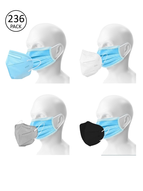 

OOMPH Unisex 200 Pcs Disposable & 36 Pcs 3 Ply Reusable KN95/N95 Masks, Blue