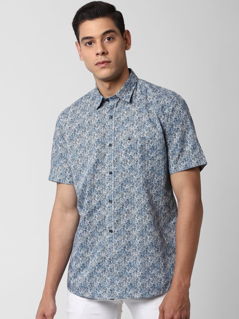 

Peter England Casuals Men Blue Slim Fit Printed Pure Cotton Casual Shirt