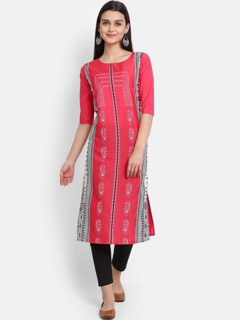 Ethnic basket Women Pink Ethnic Motifs Printed Straight Kurta