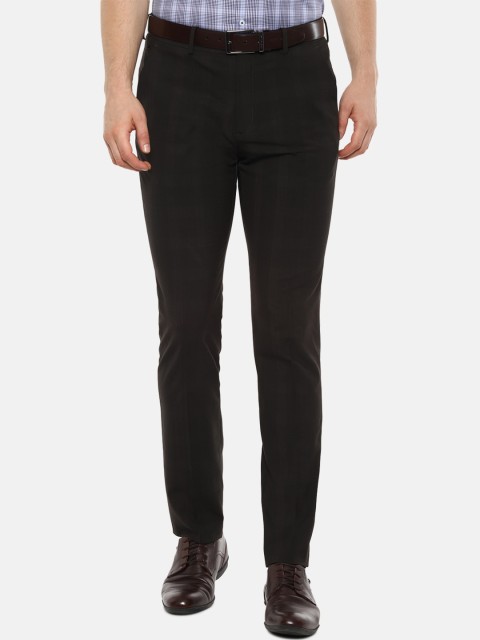 

Louis Philippe Permapress Men Brown Slim Fit Checked Formal Trousers