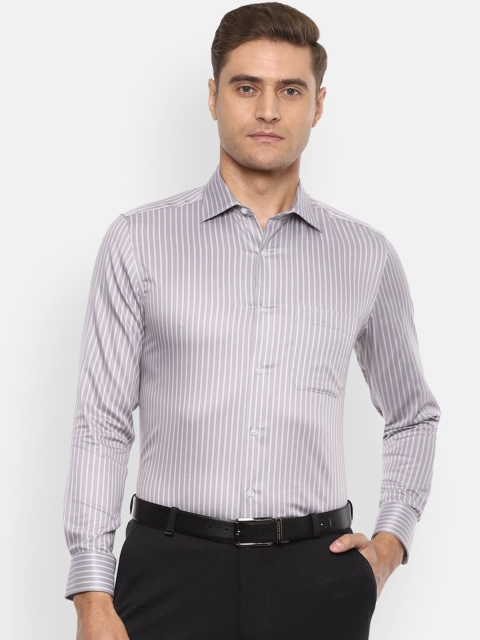 

Louis Philippe Men Grey Regular Fit Striped Casual Shirt