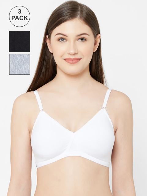 

Juliet Pack Of 3 Solid Non-Wired Non Padded Everyday Bra SKY WHITEBLACKGREY-32B, White