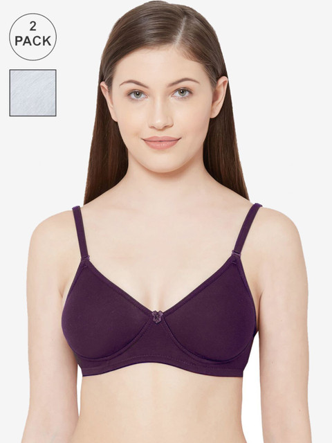 

Juliet Pack of 2 Purple & Grey Solid Non-Wired Non Padded T-shirt Bra