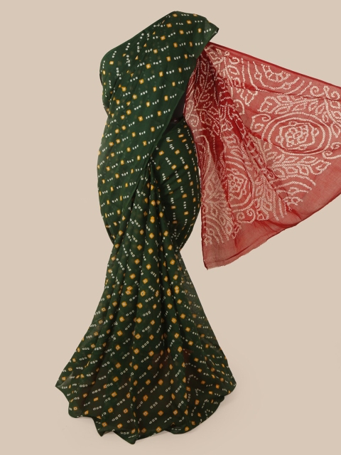 

Pothys Green & Yellow Cotton Blend Printed Saree