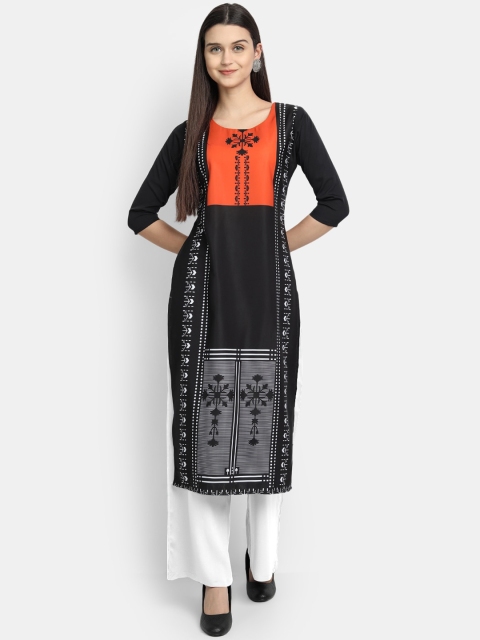 

Ethnic basket Women Black Ethnic Motifs Printed Crepe Kurta