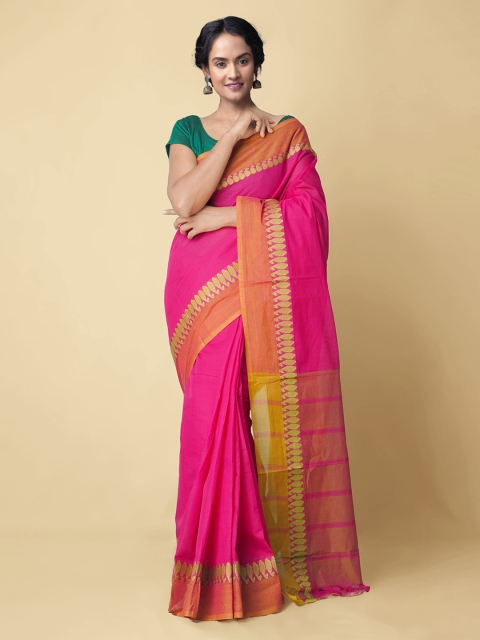 

Unnati Silks Pink Woven Design Mangalagiri Saree