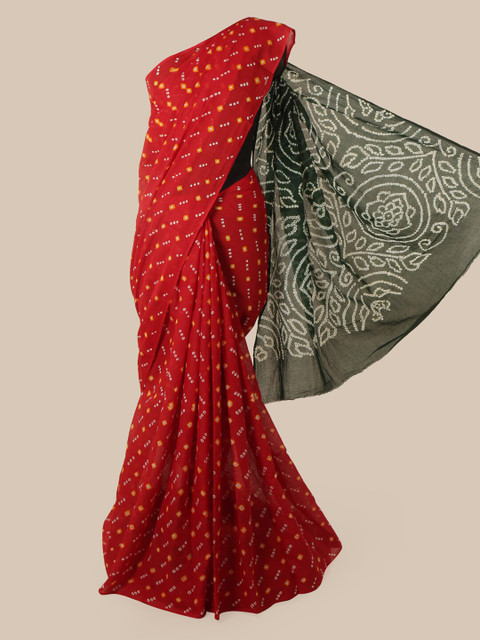 

Pothys Red Printed Cotton Blend Saree