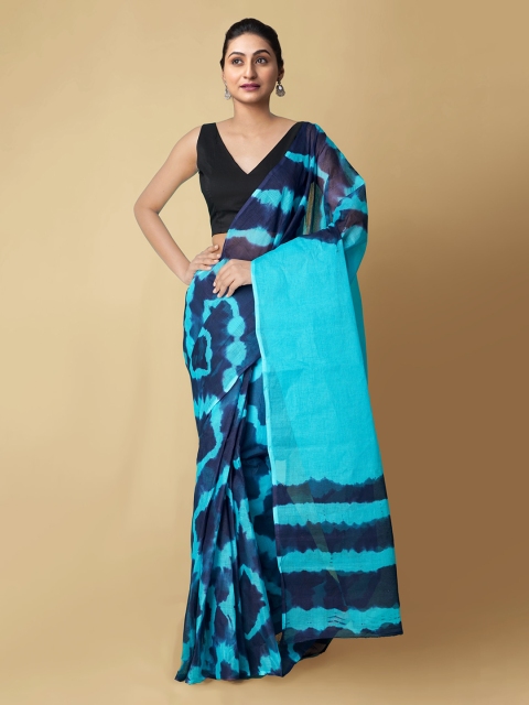 

Unnati Silks Blue Pure Cotton Printed Kota Handloom Saree