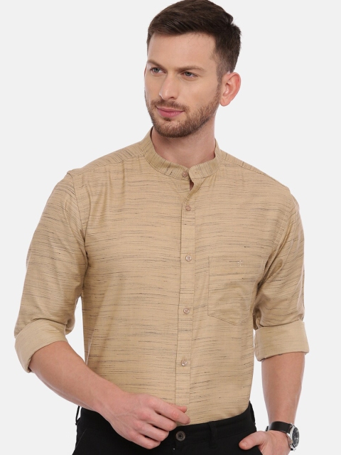 

CROYDON Men Beige Regular Fit Self-Design Smart Casual Shirt