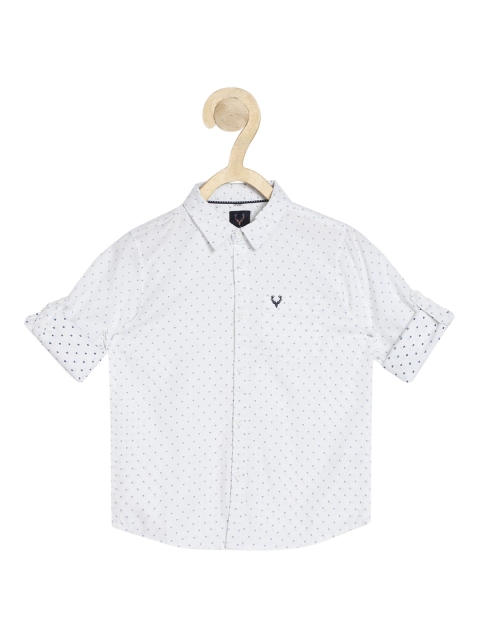 

Allen Solly Junior Boys White Pure Cotton Slim Fit Printed Casual Shirt