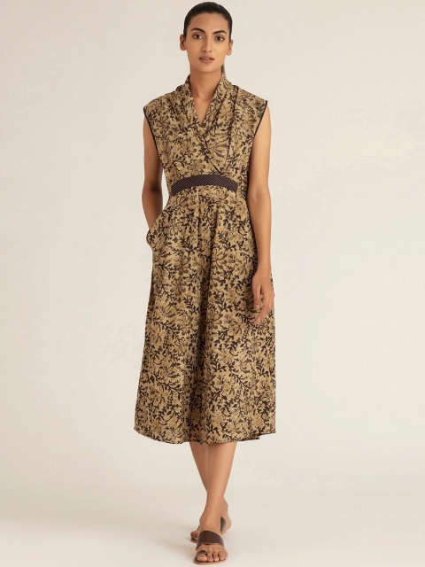 

Ancestry Brown Floral Pure Cotton Midi Dress