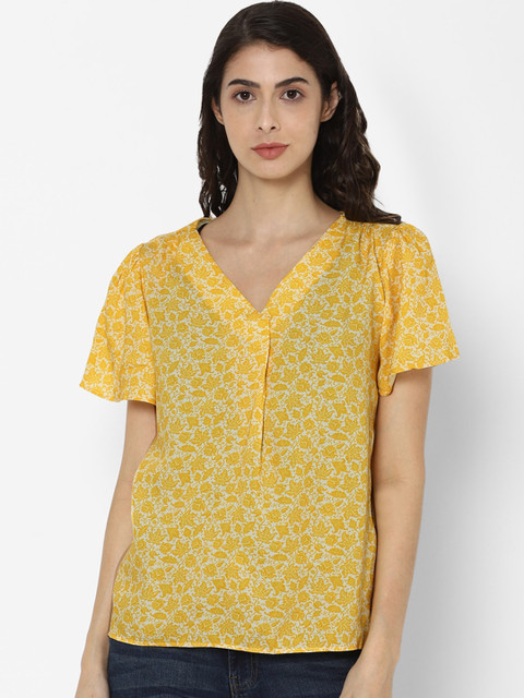 

Allen Solly Woman Yellow Floral Printed Regular Top