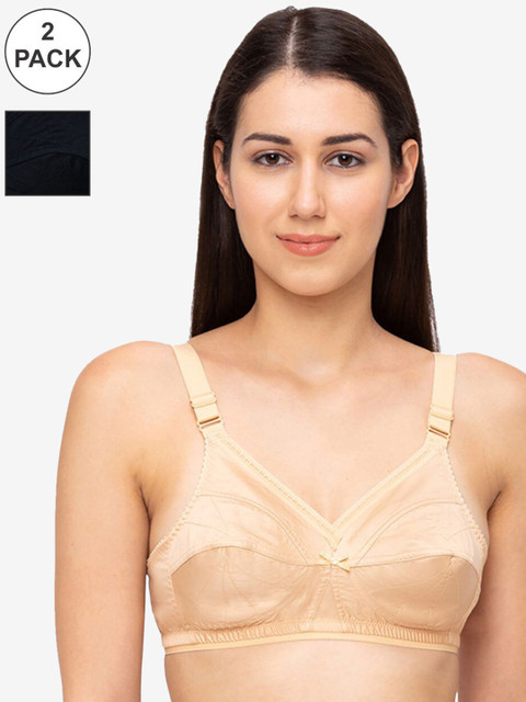 

Juliet Pack of 2 Black & Nude Solid Non-Wired Non Padded Everyday Bra