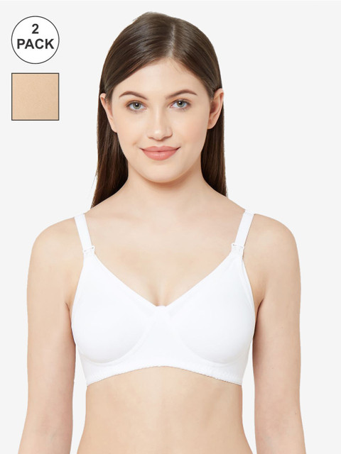 

Juliet Pack of 2 White Solid Non-Wired Non Padded Maternity Bra MOLD FEED WHITESKIN-32D