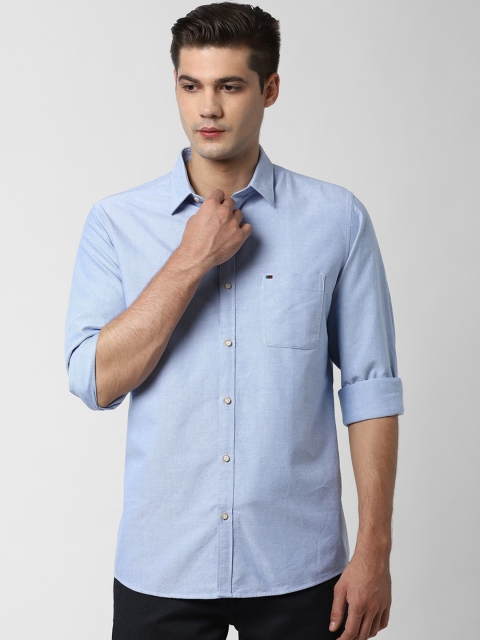 

Peter England Casuals Men Blue Slim Fit Self Design Pure Cotton Casual Shirt