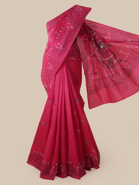 

Pothys Pink Art Silk Embroidered Tussar Saree