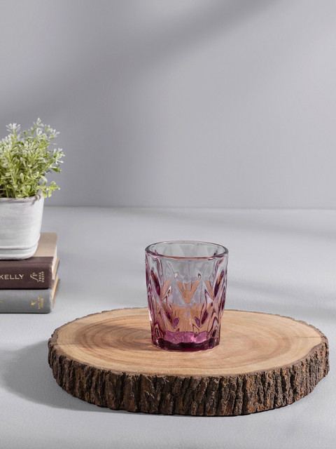 

Pure Home and Living Set Of 6 Purple Textured Glass Tumblers