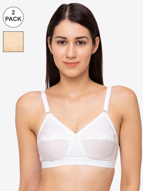 

Juliet Pack of 2 Nude-Coloured & White Solid Non Padded Everyday Bra