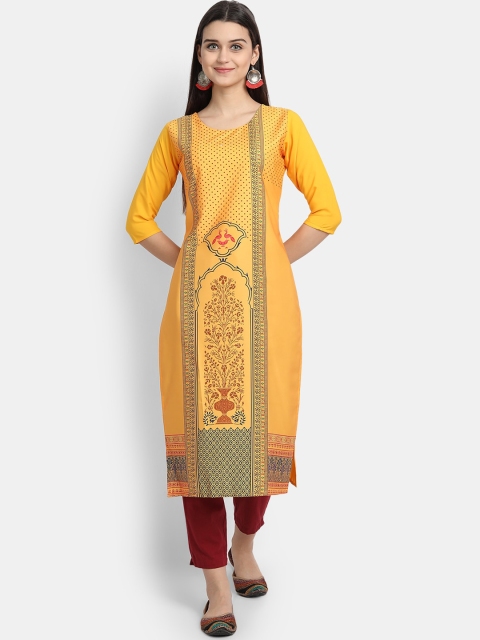 

Ethnic basket Women Yellow Printed Crepe Kurta