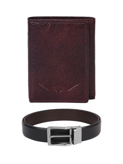 

CHRISTOPOLO Men Leather Brown Wallet & Reversible Belt Combo