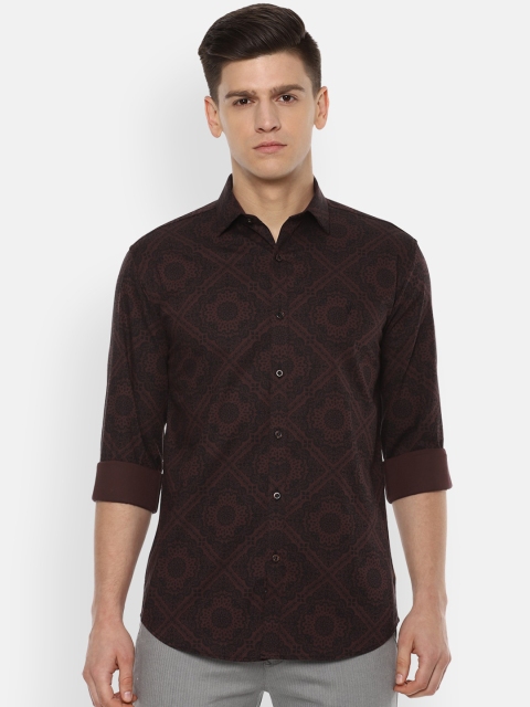 

V Dot Men Brown Slim Fit Printed Casual Shirt