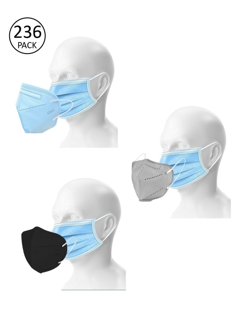 

OOMPH Unisex Pack of 200 Disposable 3 Ply & 36 Reusable 5 Ply KN95/N95 Outdoor Masks, Blue
