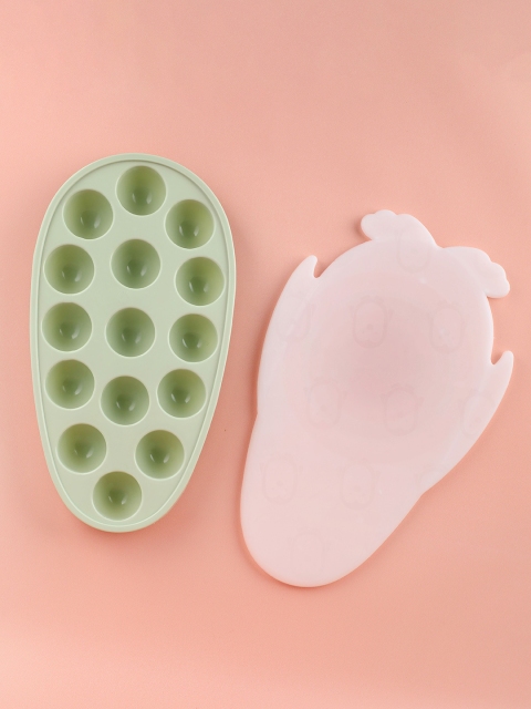 

YOYOSO Pack of 2 Grenn & Pink Ice Cube Trays with Lids, Green