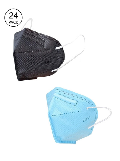 

OOMPH Unisex Pack of 24 Black & Blue 5 Ply Reusable KN95 / N95 Outdoor Masks