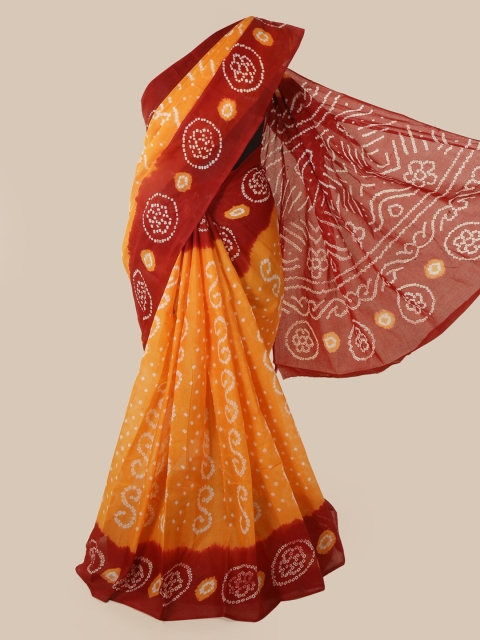 

Pothys Orange Bandhani Printed Cotton Blend Saree