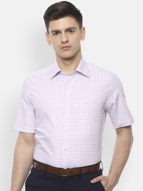 

Louis Philippe Men White & Purple Checked Pure Cotton Classic Fit Formal Shirt