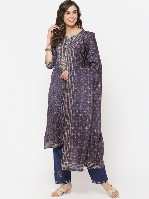 

Biba Blue & Red Cotton Blend Unstitched Dress Material