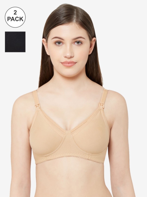 

Juliet Pack of 2 Nude & Black Non-Wired Non Padded Maternity Bra MOLD FEED SKINBLACK-32C