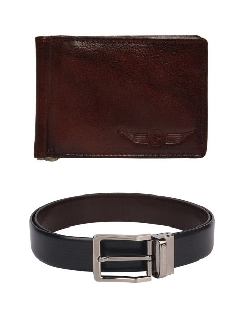 

CHRISTOPOLO Men Leather Money Clip & Reversible Belt Combo, Black