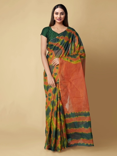 

Unnati Silks Green Pure Cotton Printed Kota Sustainable Saree