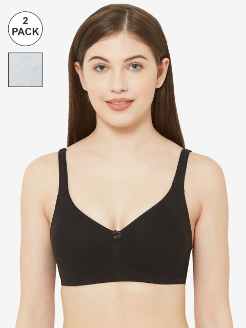 

Juliet Pack Of 2 Solid Non-Wired Non Padded Cotton Everyday Bra LILY, Black