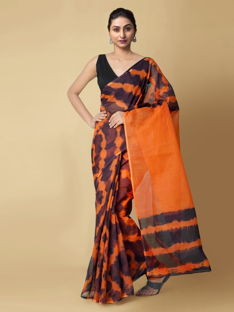 

Unnati Silks Orange Pure Cotton Printed Kota Saree