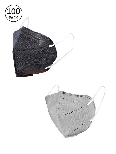 

OOMPH Unisex Pack of 100 Black & Grey 5 Ply Reusable Outdoor KN95 / N95 Masks