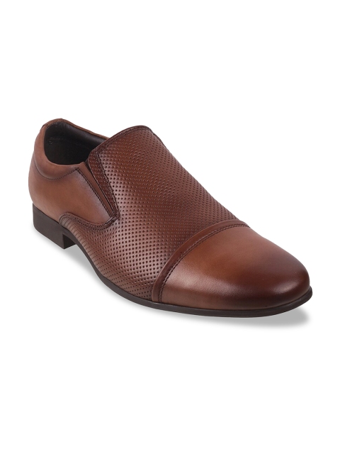 

Metro Men Tan Brown Textured Leather Formal Loafers