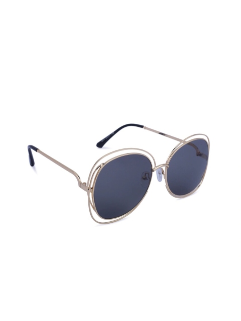 

MARC LOUIS Women Grey Lens & Gold-Toned Oval Sunglasses with UV Protected Lens